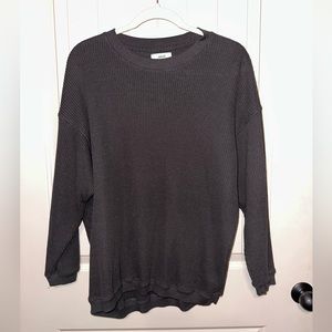Aerie waffle charcoal grey crewneck